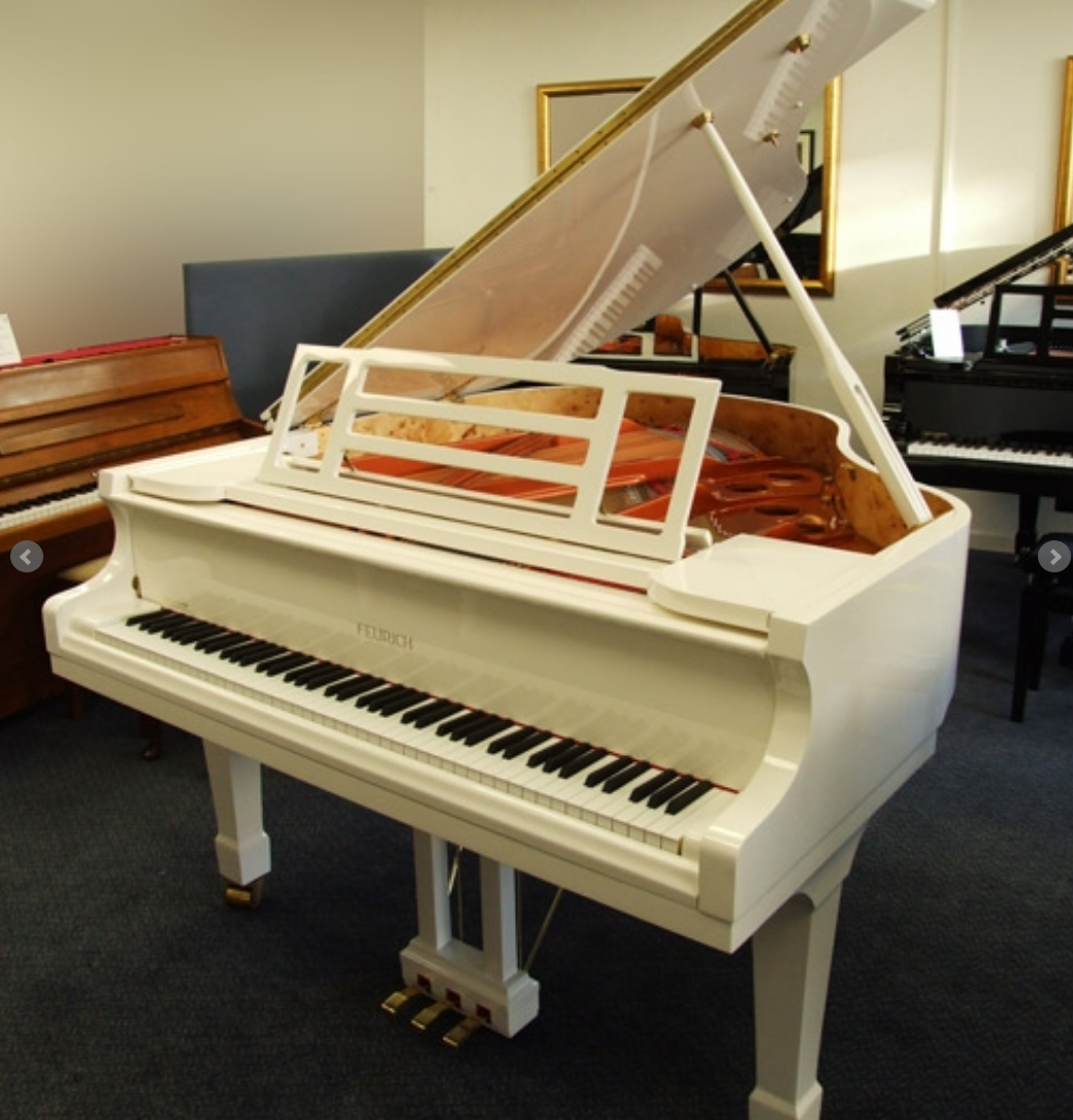 IN STOCK White Feurich 161 baby grand piano